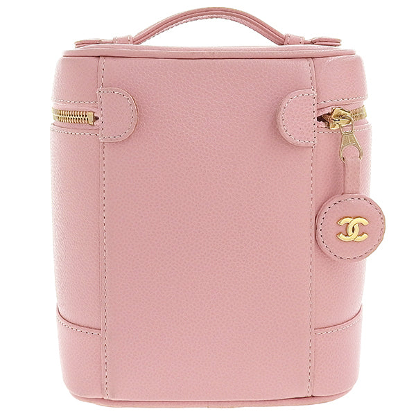 CHANEL Around 2004 Made Caviar Skin Cc Mark Stitch Vanity Soft Pink