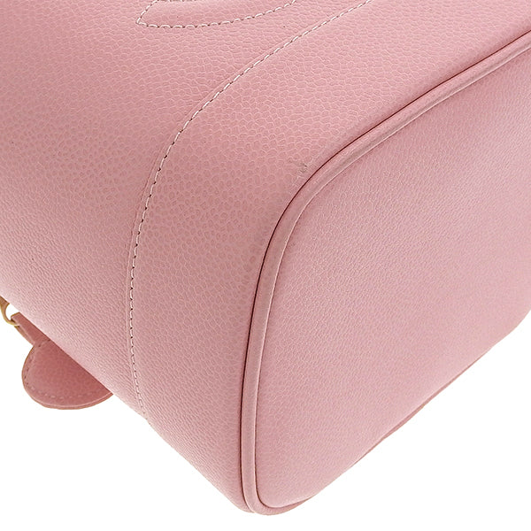 CHANEL Around 2004 Made Caviar Skin Cc Mark Stitch Vanity Soft Pink