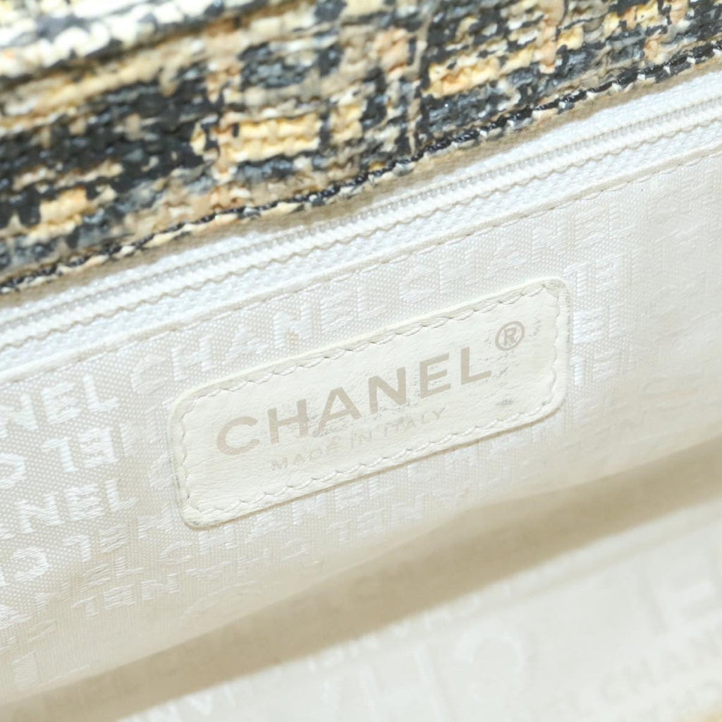 CHANEL Camellia Icon Turn lock Chain Flap ShoulderBag Beige Black CC Auth 24396A