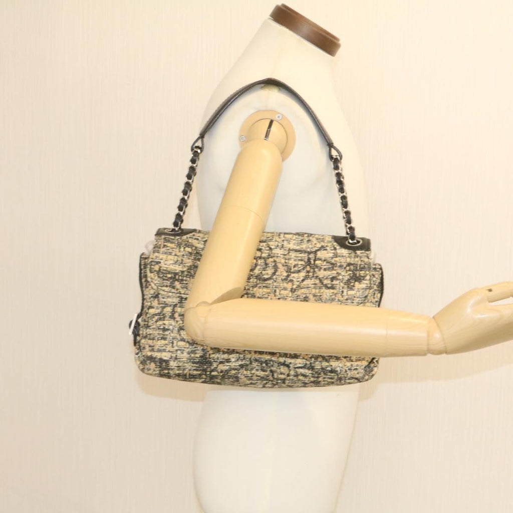 CHANEL Camellia Icon Turn lock Chain Flap ShoulderBag Beige Black CC  24396A