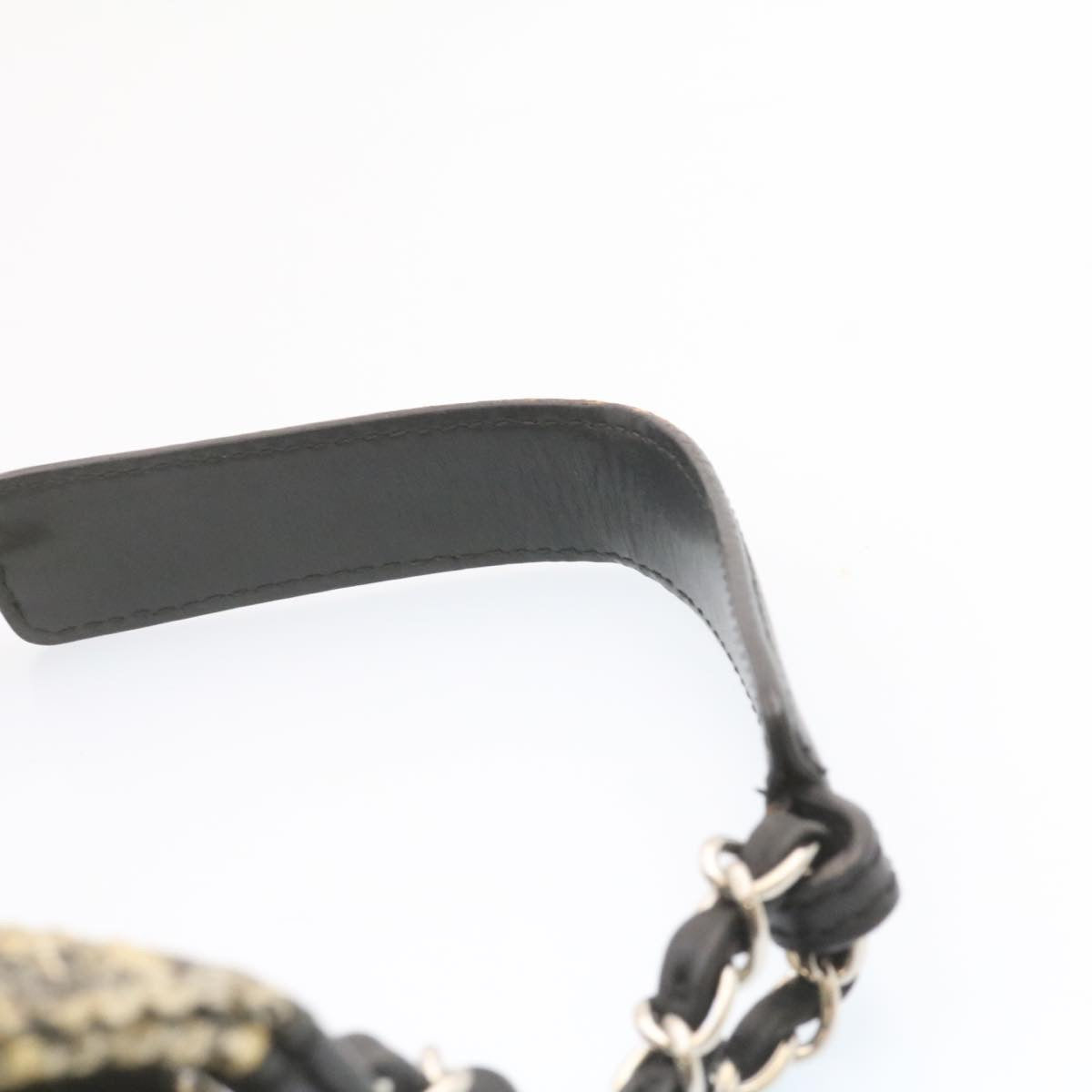 CHANEL Camellia Icon Turn lock Chain Flap ShoulderBag Beige Black CC Auth 24396A