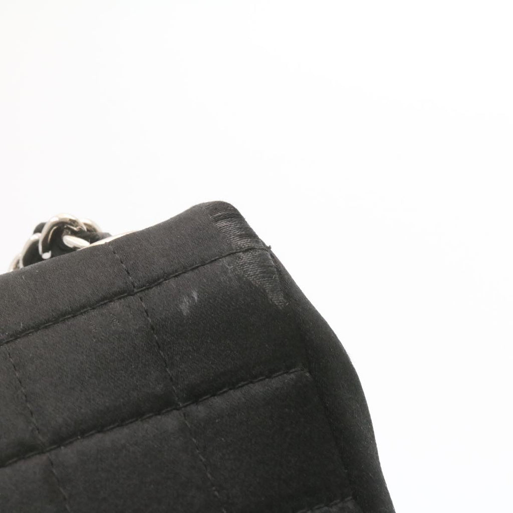 CHANEL Choco Bar Rouge Racket Linestone Shoulder Bag Satin Black CC  24559A