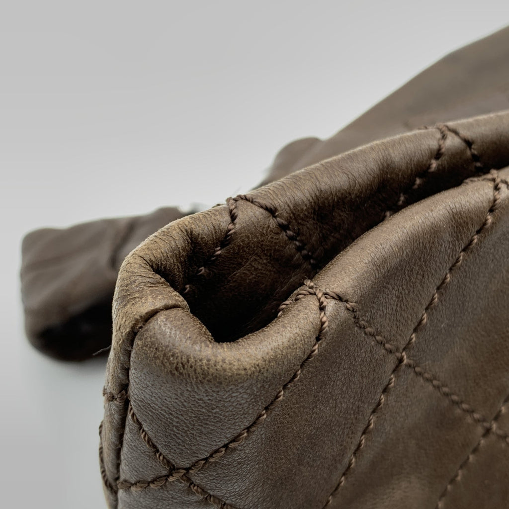 CHANEL Brown Leather Sticth Mademoiselle 8 Knots Tote Bag