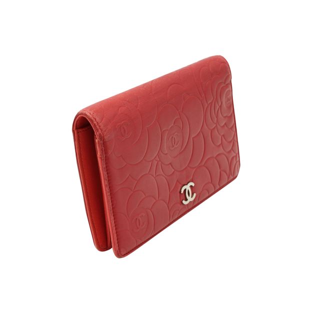 CHANEL Red Camelia Wallet
