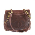 CHANEL Caviar Skin Turn Lock Chain Shoulder Bag Bordeaux CC  24807A