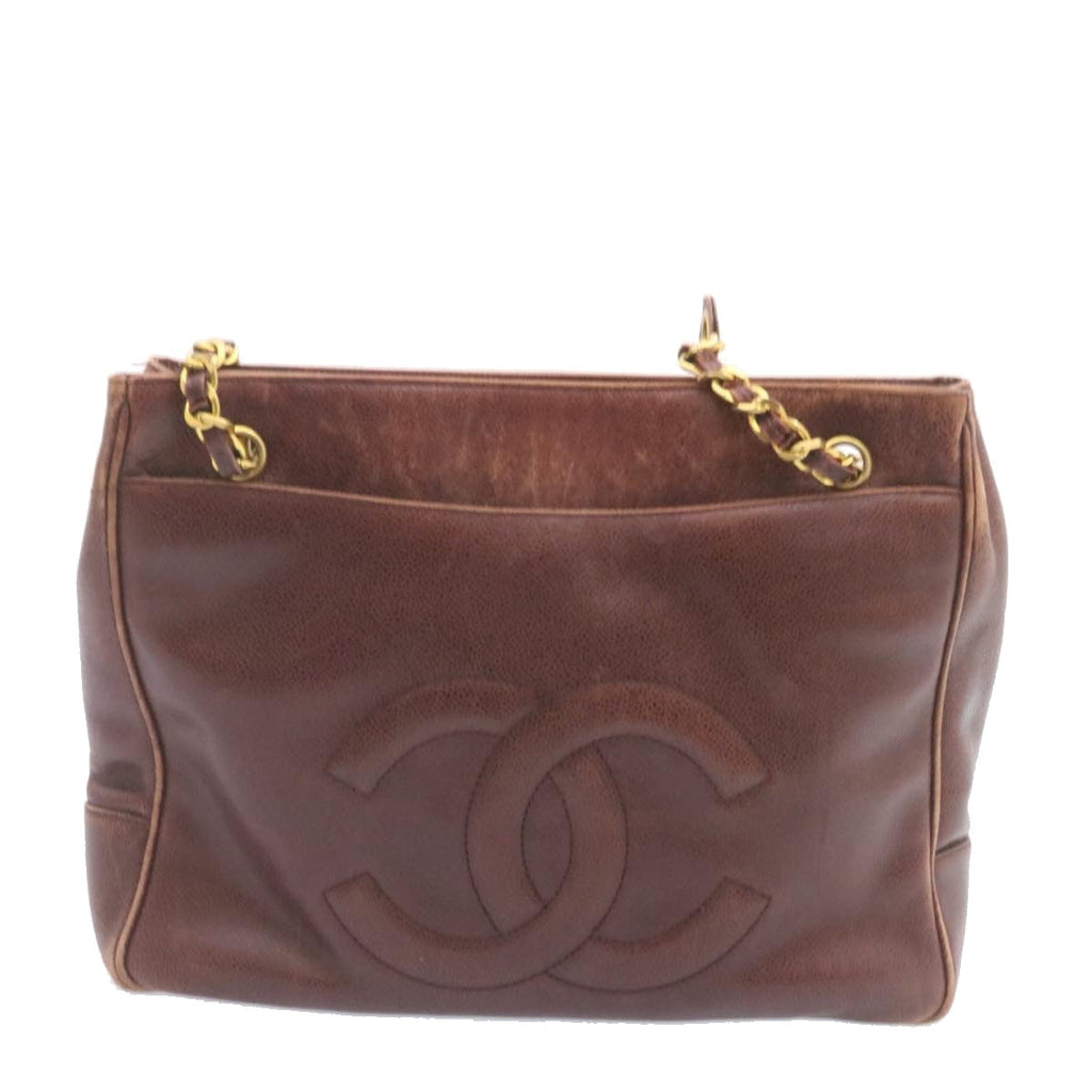 CHANEL Caviar Skin Turn Lock Chain Shoulder Bag Bordeaux CC  24807A