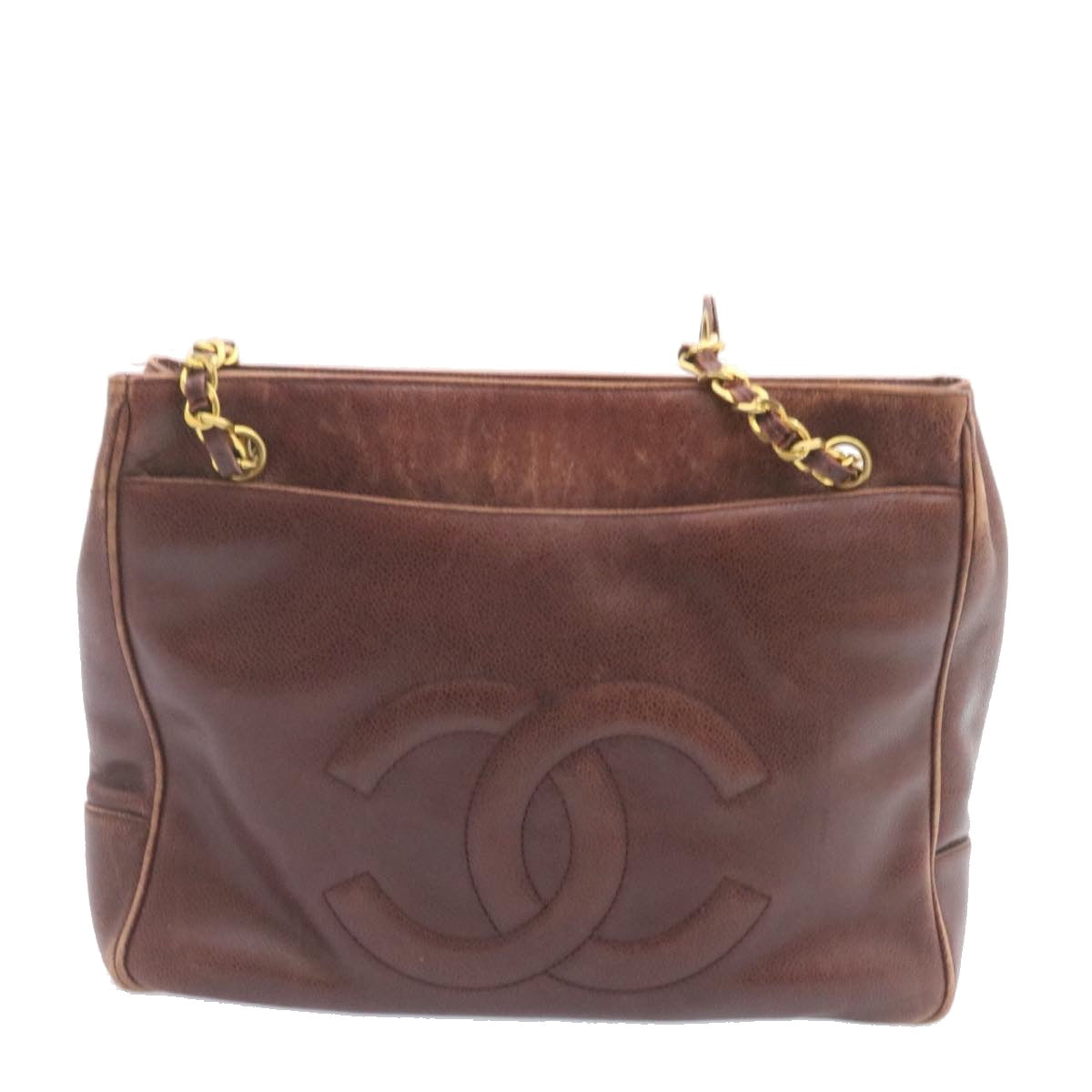 CHANEL Caviar Skin Turn Lock Chain Shoulder Bag Bordeaux CC  24807A