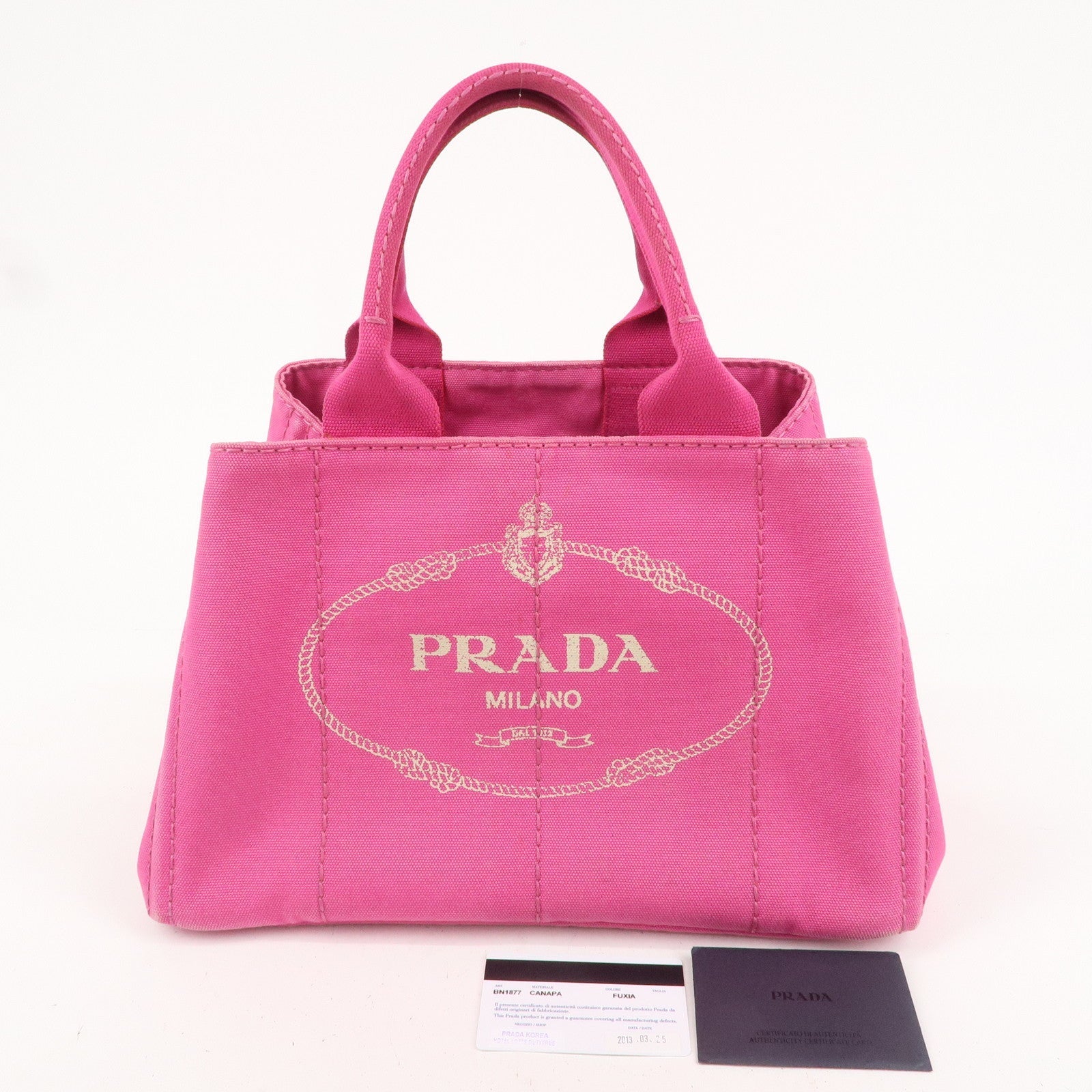 PRADA Canapa Canvas Tote Bag Hand Bag Pink BN1877