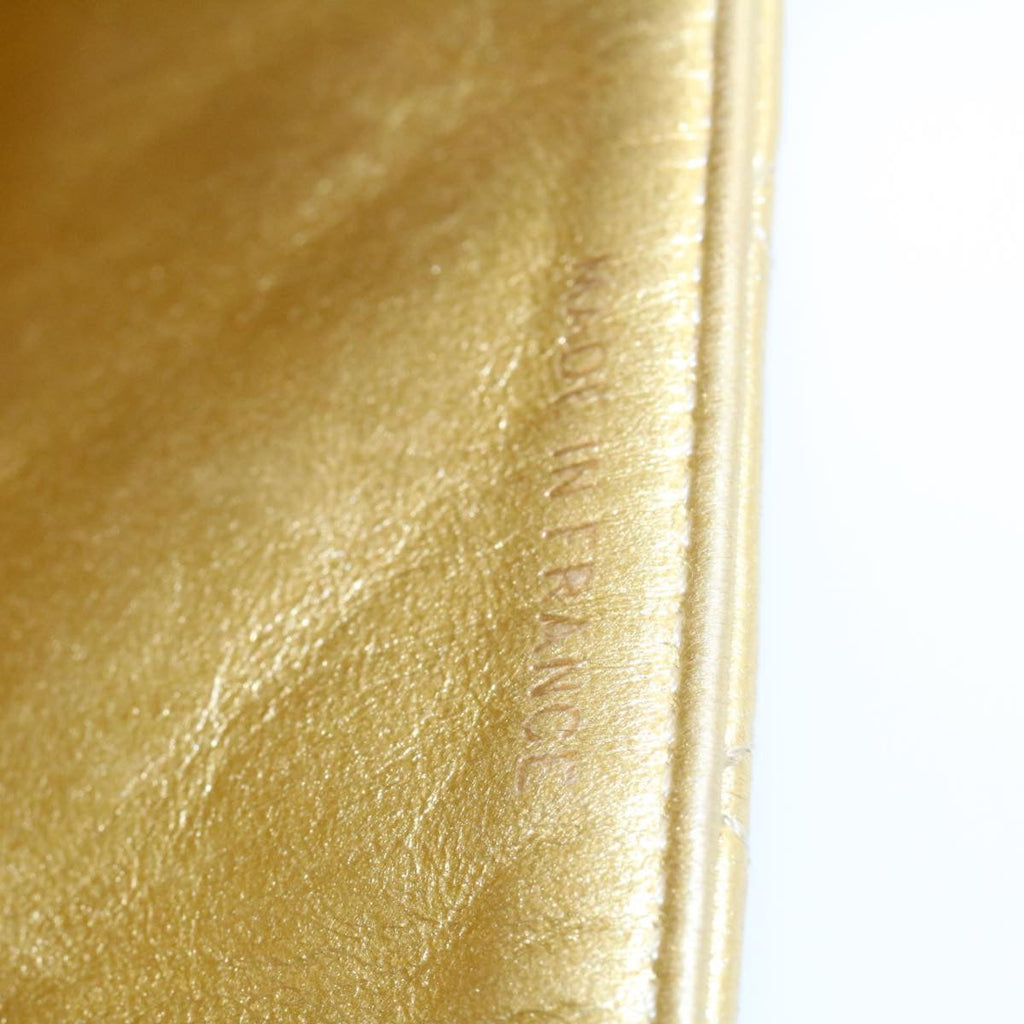 CHANEL Matelasse Chain Flap Shoulder Bag Leather Gold CC  25305A