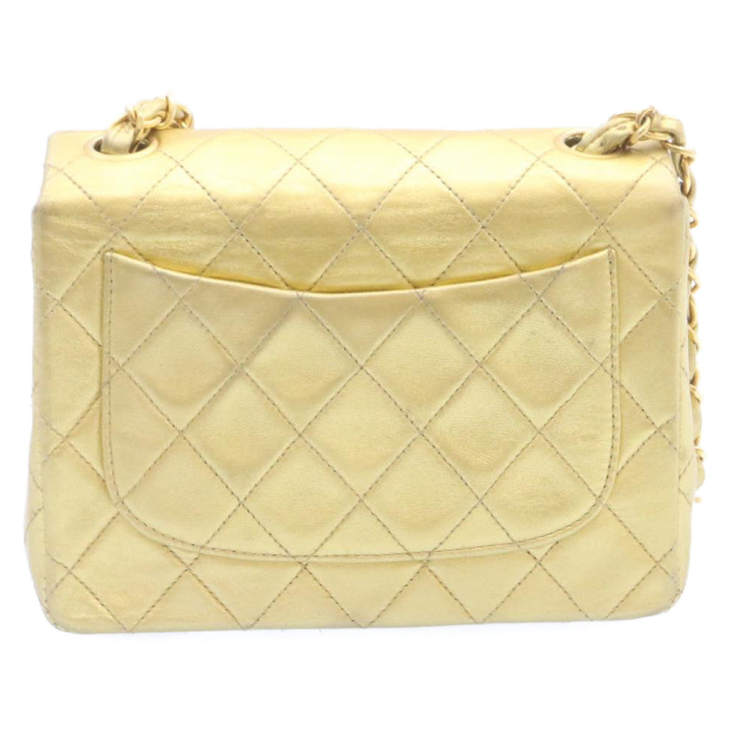 CHANEL Matelasse Chain Flap Shoulder Bag Leather Gold CC  25305A