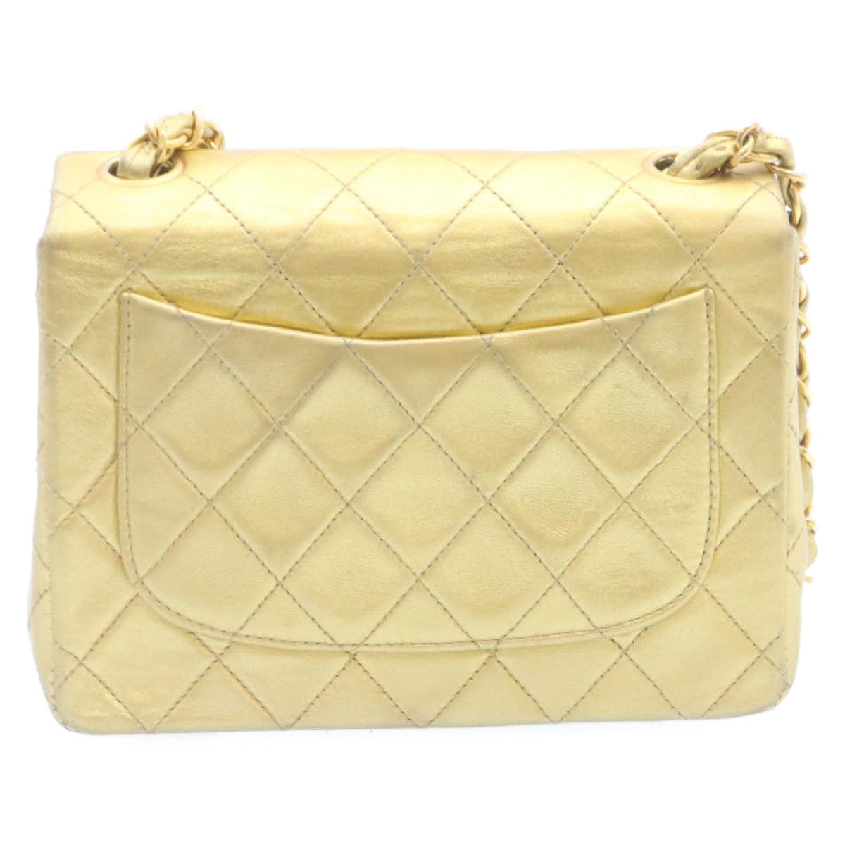 CHANEL Matelasse Chain Flap Shoulder Bag Leather Gold CC  25305A
