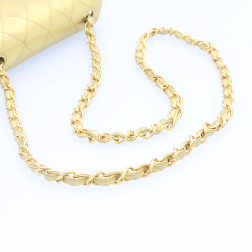 CHANEL Matelasse Chain Flap Shoulder Bag Leather Gold CC  25305A