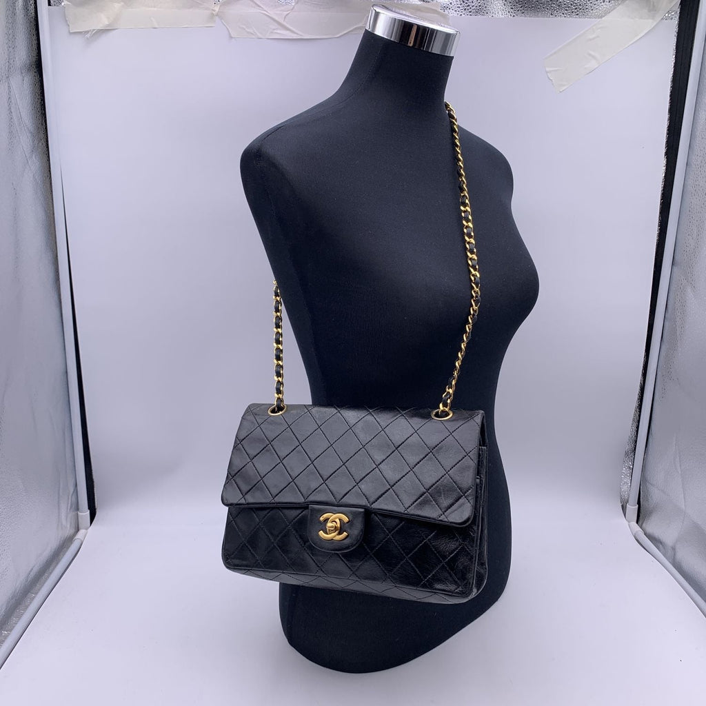 Chanel Vintage Black Quilted Timeless Classic 2.55 Shoulder Bag 25 cm