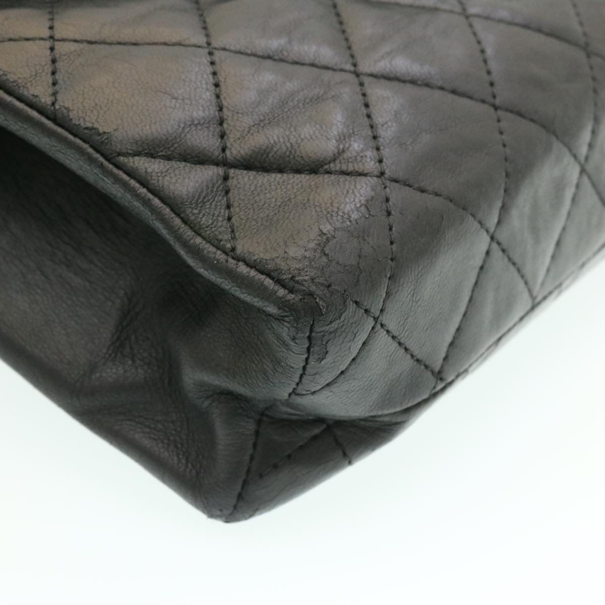 CHANEL Lamb Skin Matelasse Chain Shoulder Bag Black CC  25810A