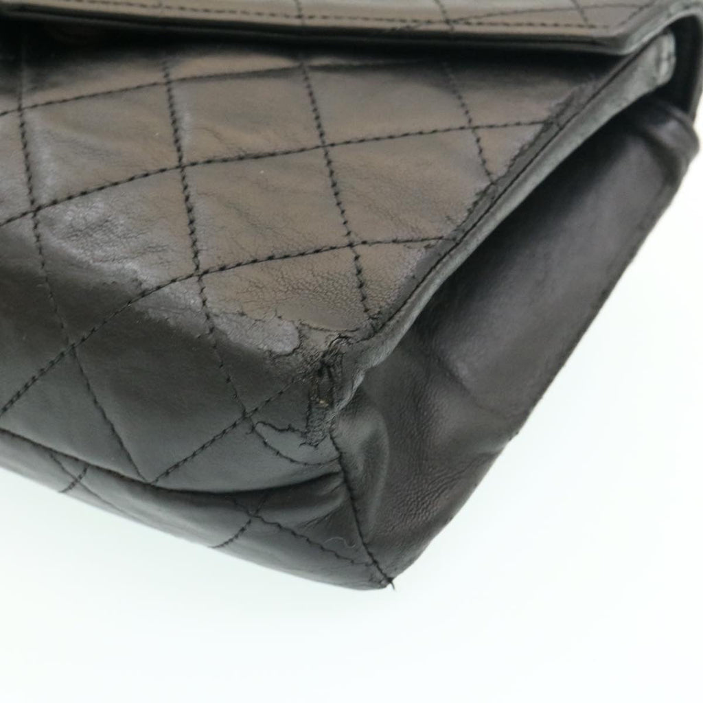 CHANEL Lamb Skin Matelasse Chain Shoulder Bag Black CC  25810A