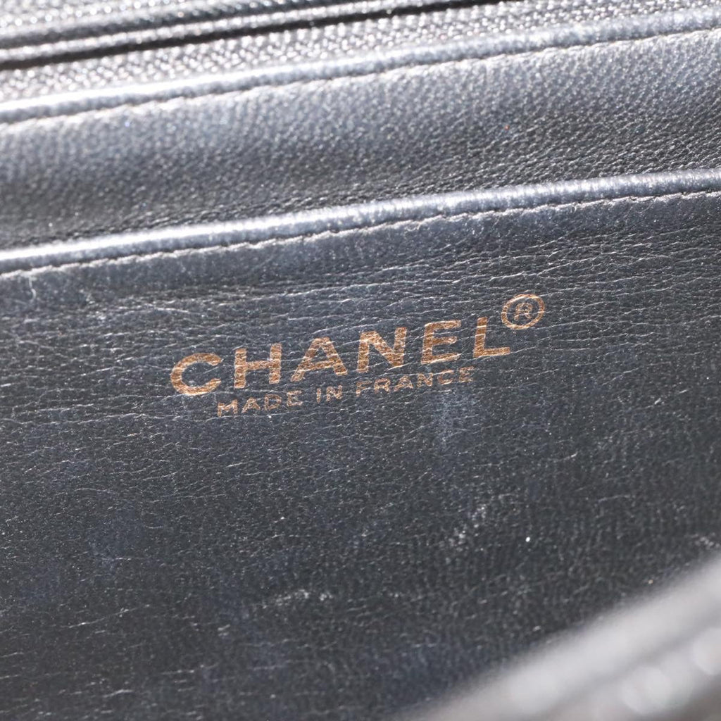 CHANEL Big Matelasse Flap Chain Shoulder Bag Caviar Skin Black Gold Auth 25984A