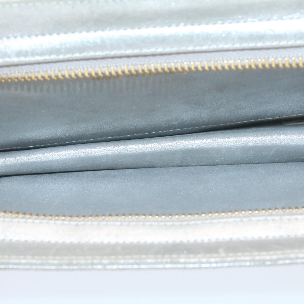 CHANEL Clutch Bag Leather Silver CC  26857