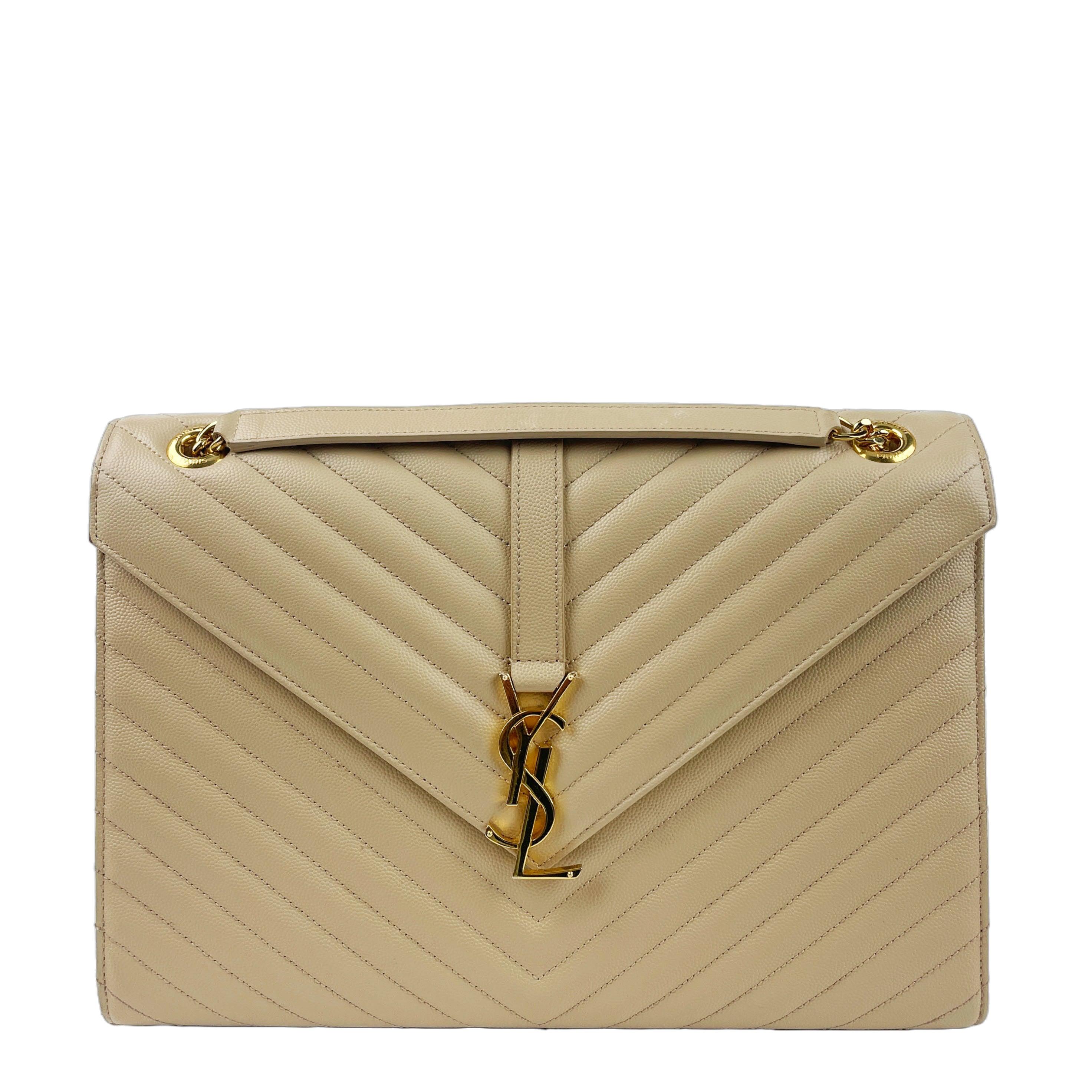 SAINT LAURENT Grain de Poudre Classic Large Monogram Envelope Bag