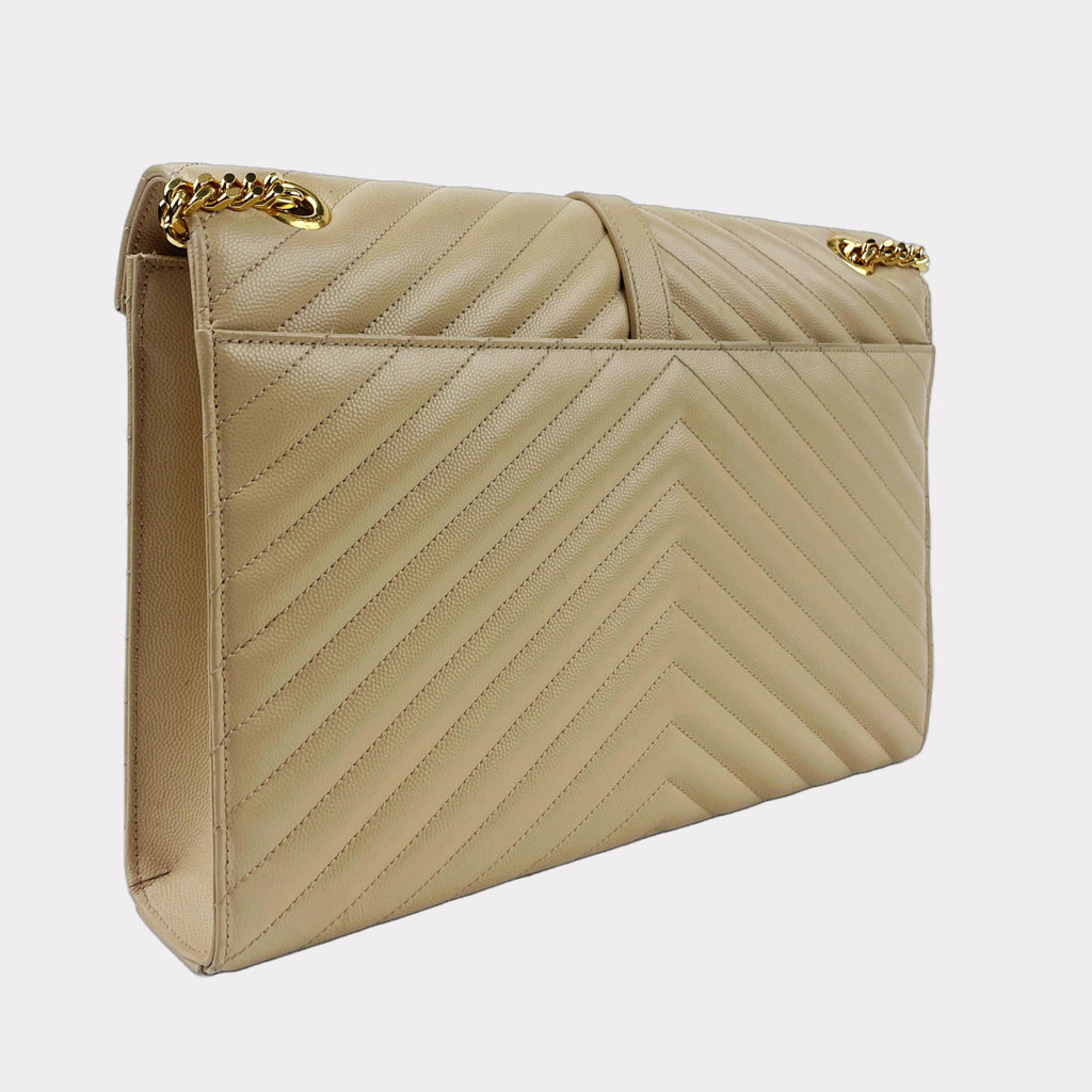 SAINT LAURENT Grain de Poudre Classic Large Monogram Envelope Bag