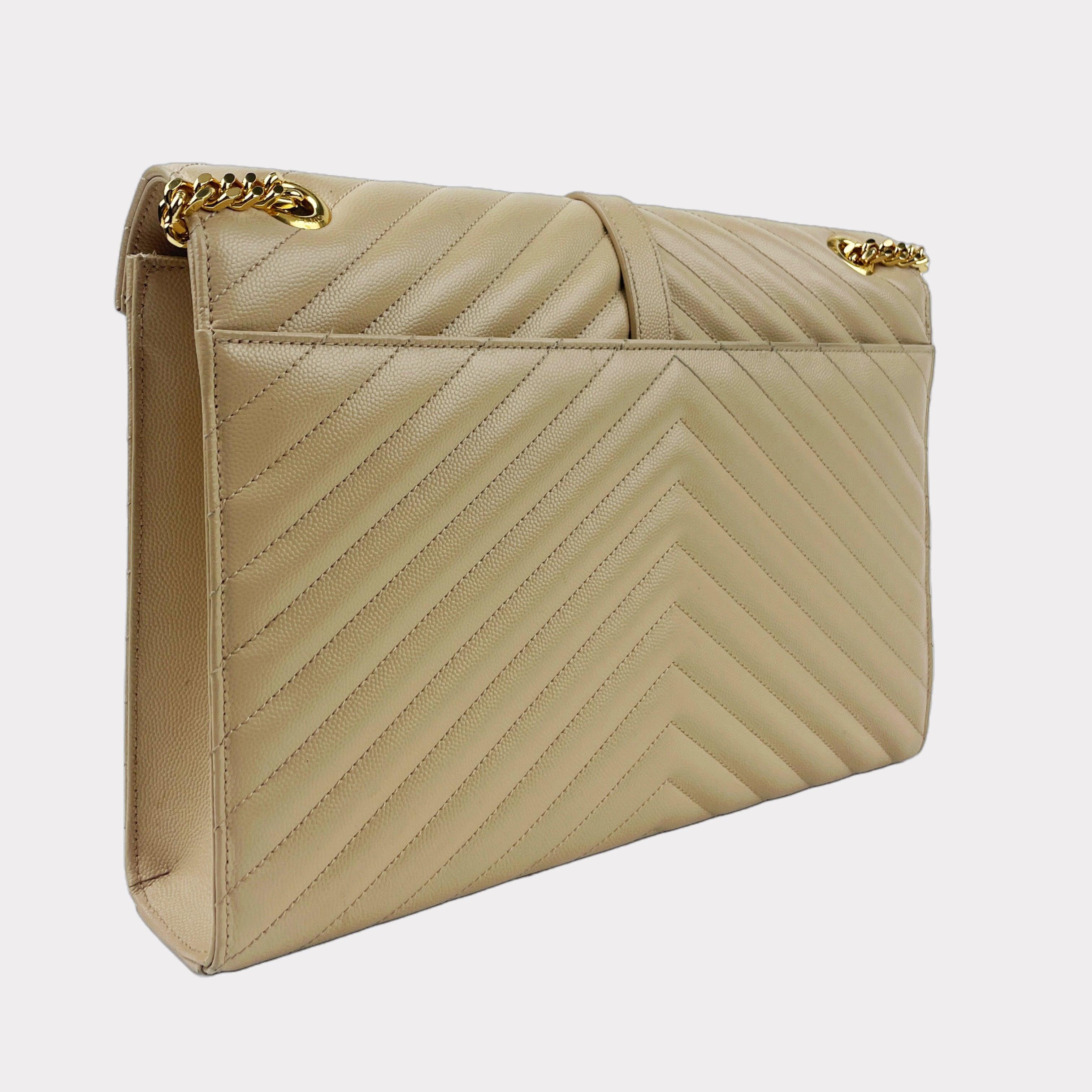 SAINT LAURENT Grain de Poudre Classic Large Monogram Envelope Bag