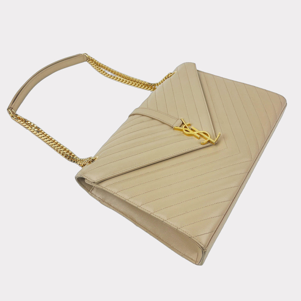 SAINT LAURENT Grain de Poudre Classic Large Monogram Envelope Bag