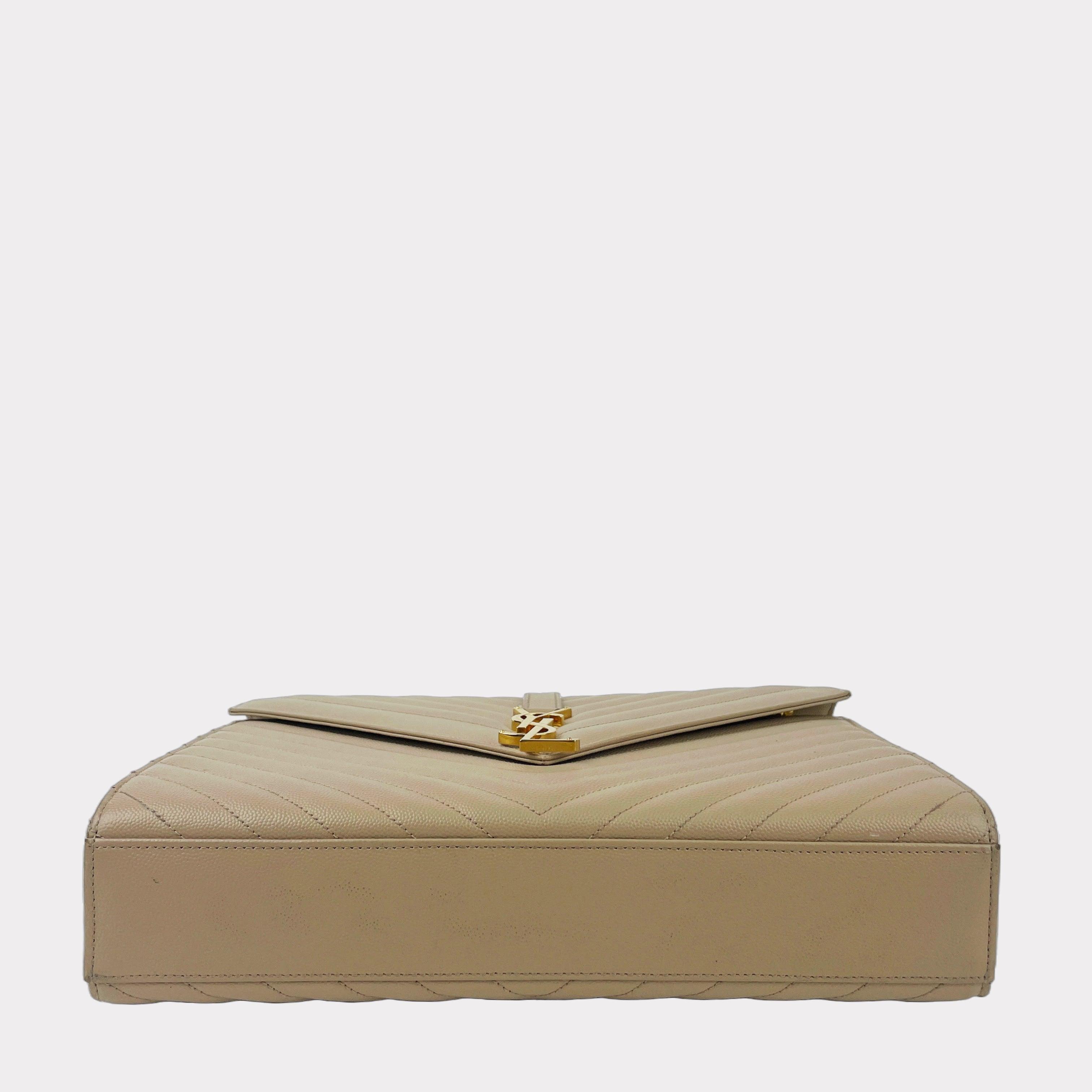 SAINT LAURENT Grain de Poudre Classic Large Monogram Envelope Bag