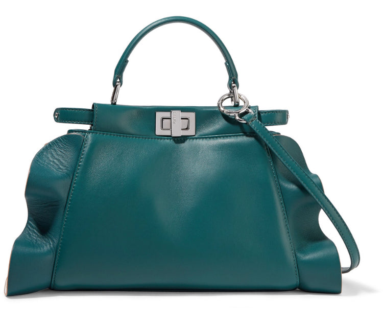 Fendi Wave Medium Peekaboo Teal Blue Bag