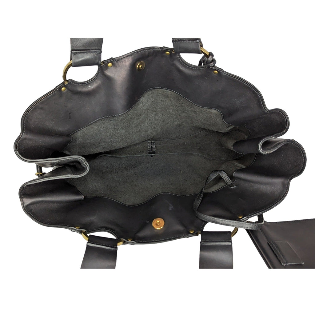 Gucci Vintage Black Leather Top Handle Bag