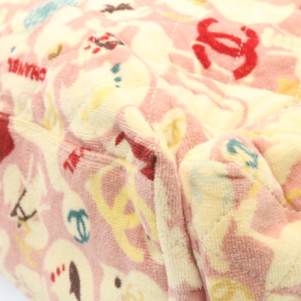 CHANEL Tote Bag Quilted Pile Animal Pattern Pink CC  27024A