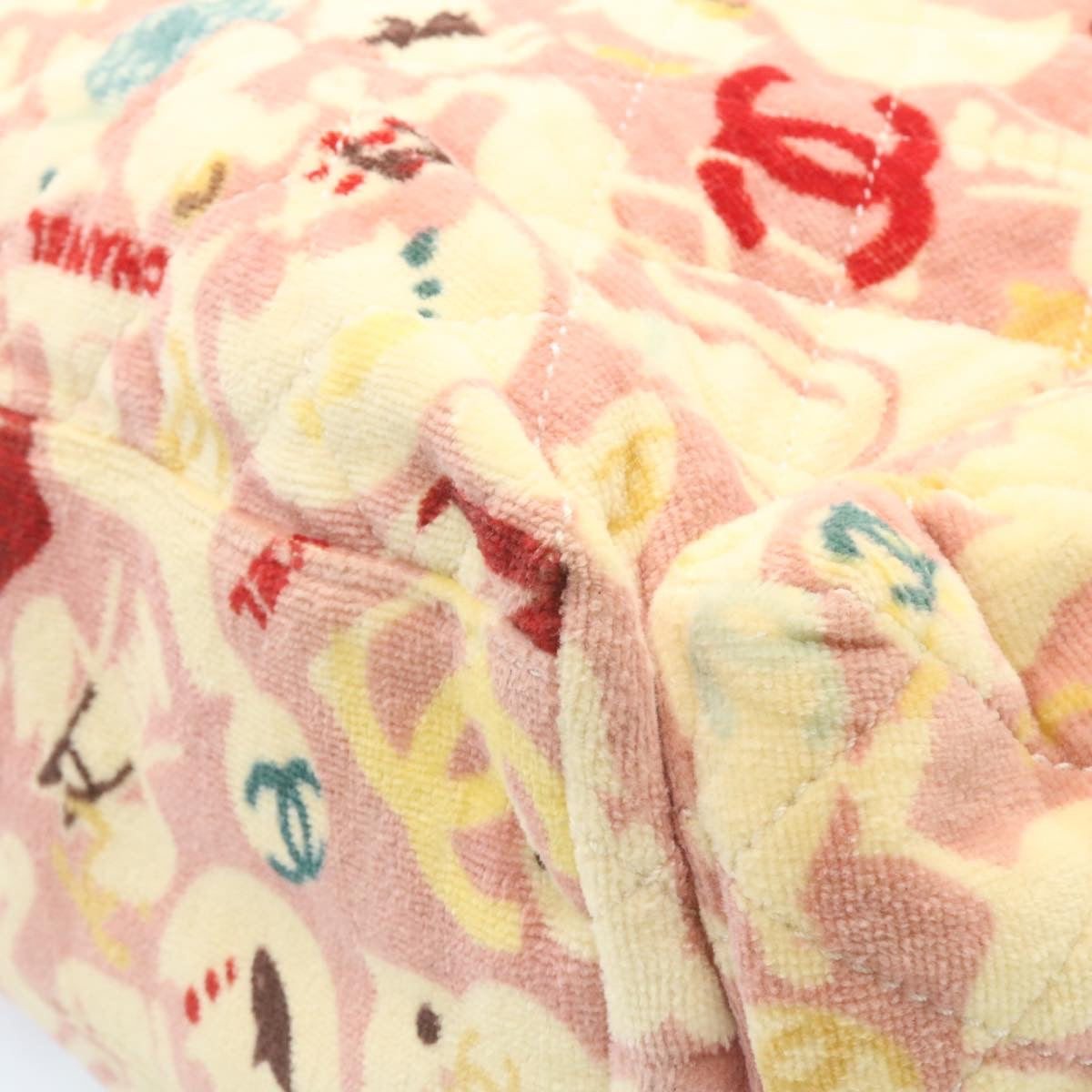 CHANEL Tote Bag Quilted Pile Animal Pattern Pink CC Auth 27024A