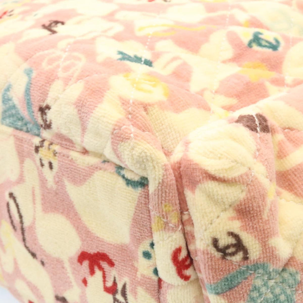 CHANEL Tote Bag Quilted Pile Animal Pattern Pink CC Auth 27024A