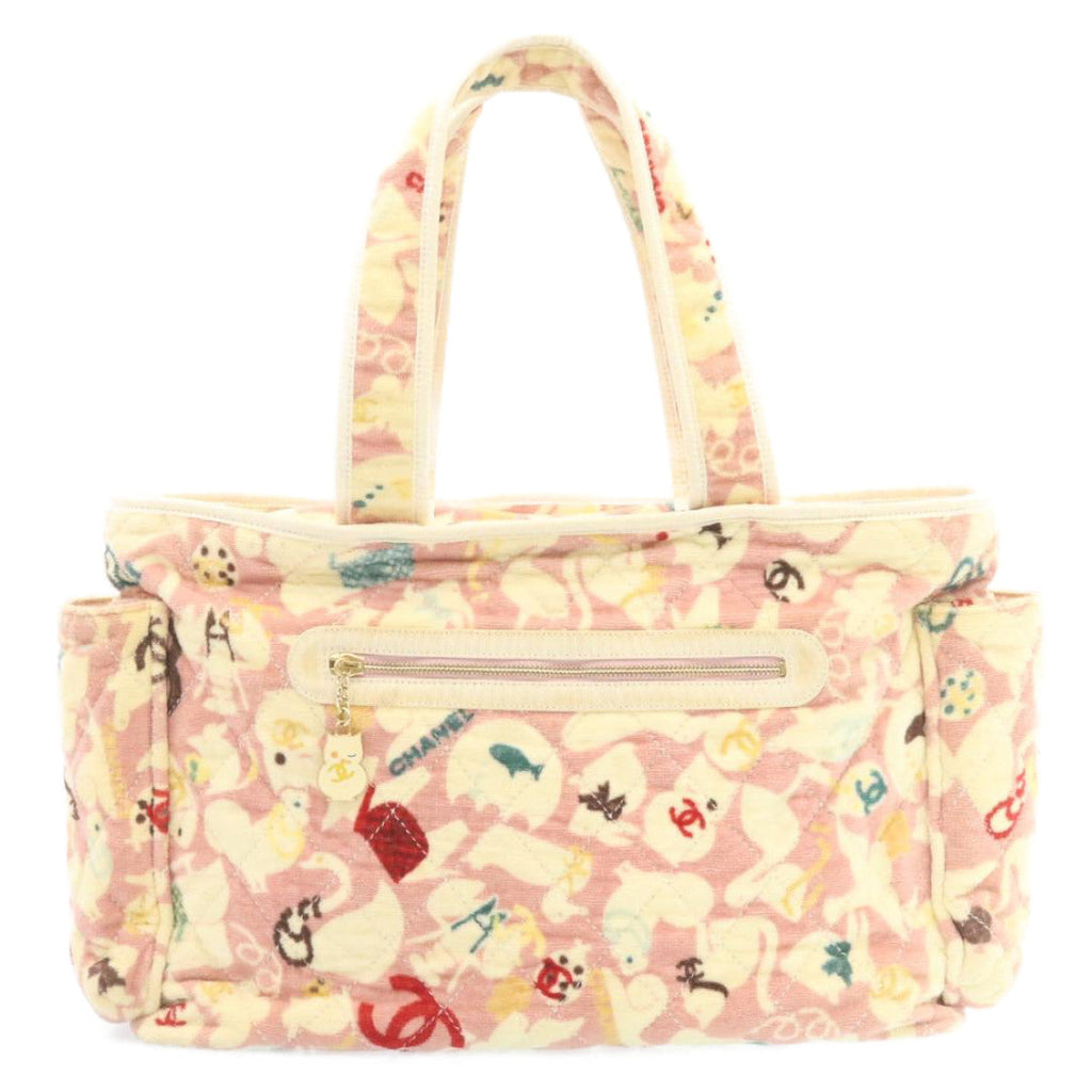 CHANEL Tote Bag Quilted Pile Animal Pattern Pink CC Auth 27024A