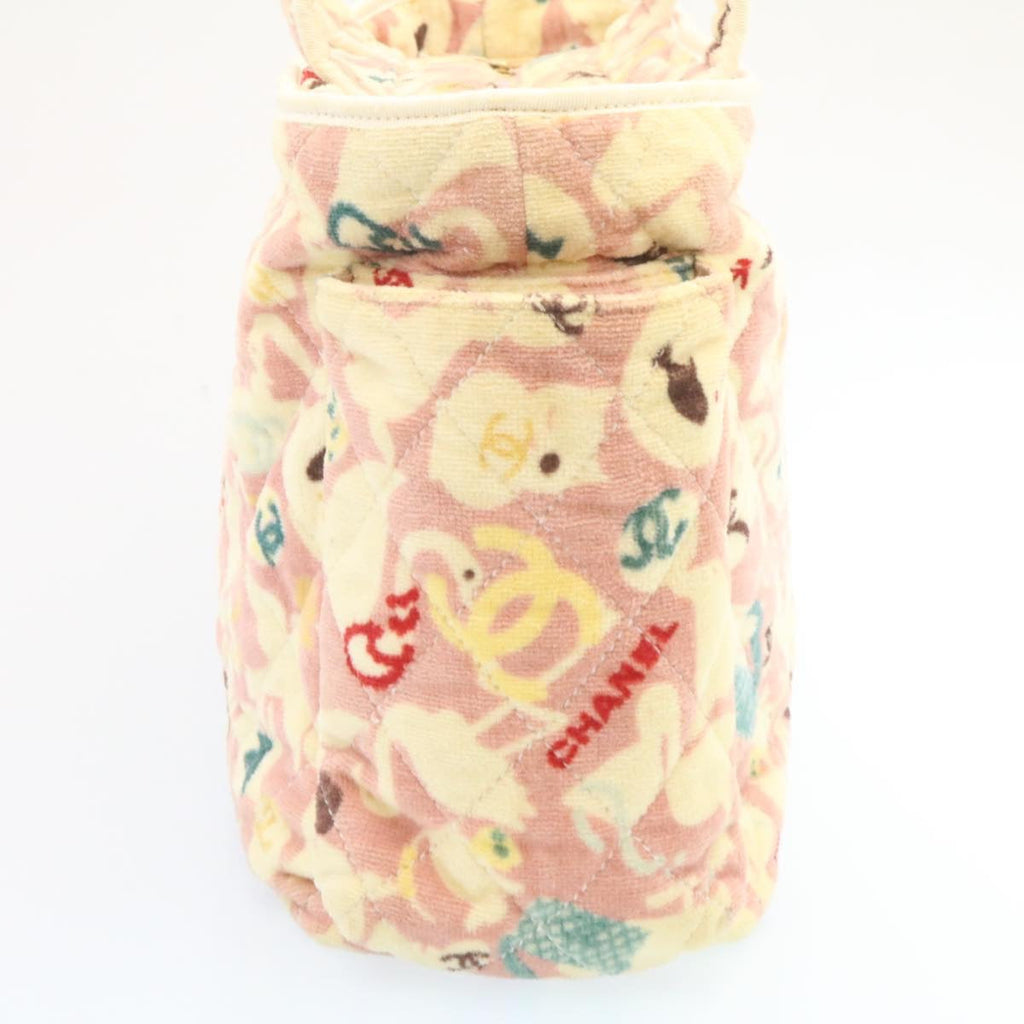 CHANEL Tote Bag Quilted Pile Animal Pattern Pink CC  27024A