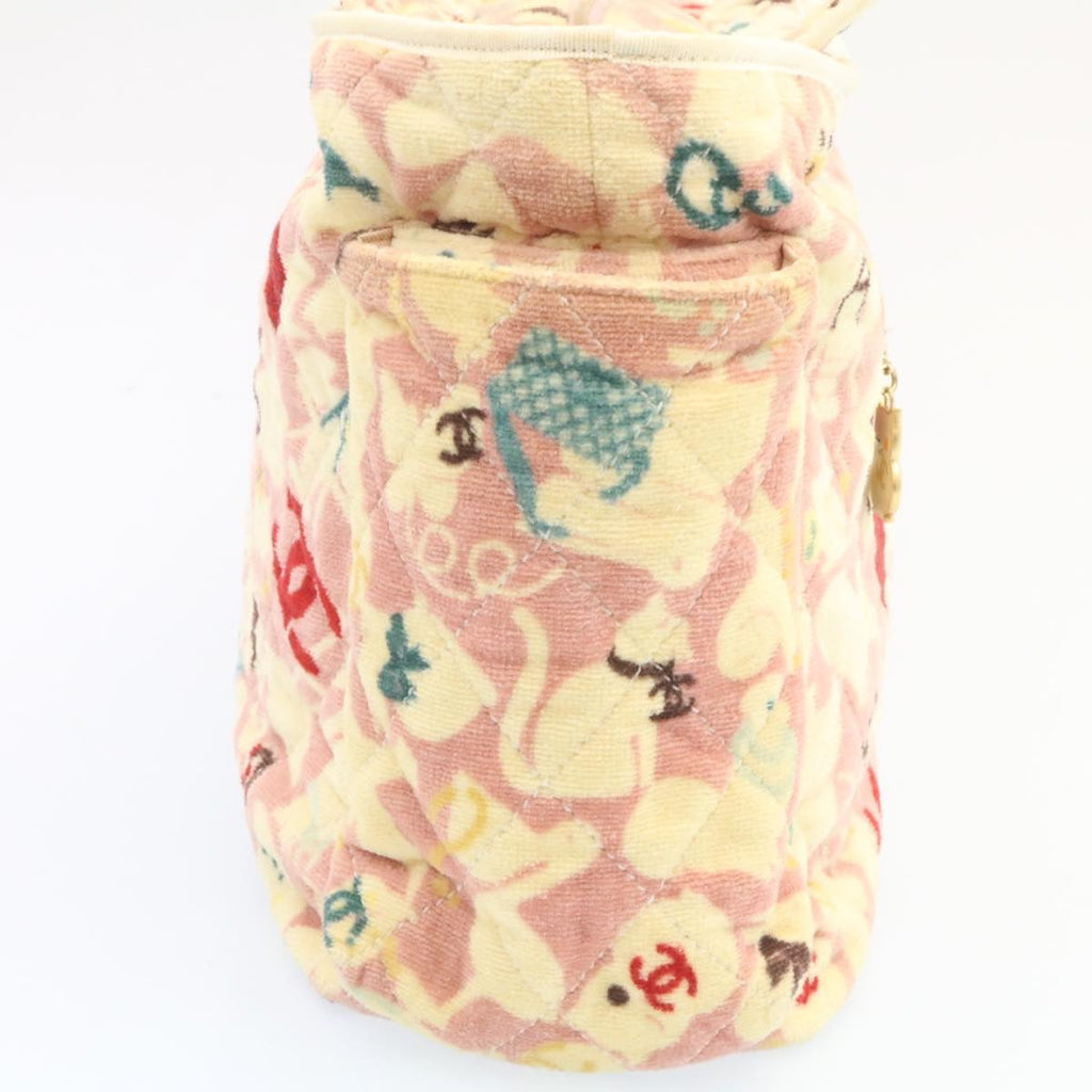 CHANEL Tote Bag Quilted Pile Animal Pattern Pink CC  27024A