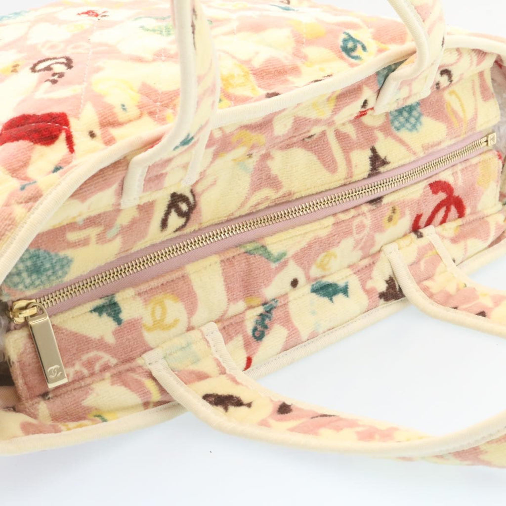 CHANEL Tote Bag Quilted Pile Animal Pattern Pink CC  27024A