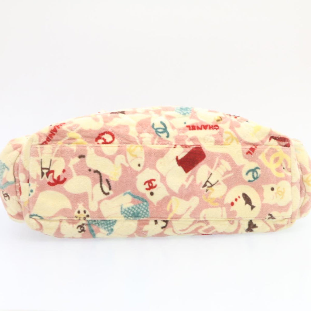 CHANEL Tote Bag Quilted Pile Animal Pattern Pink CC Auth 27024A