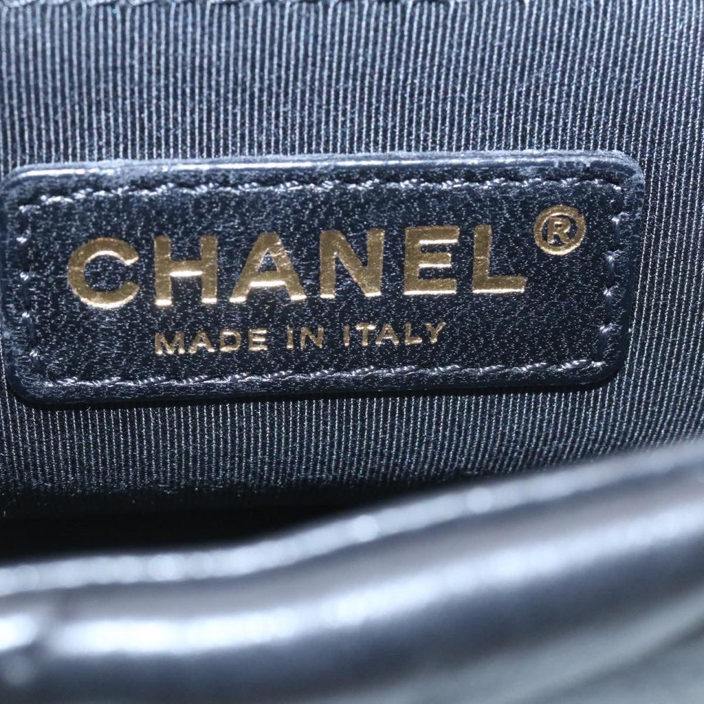 CHANEL Matelasse Chain Flap Shoulder Bag Lamb Skin Black Gold CC  27027A