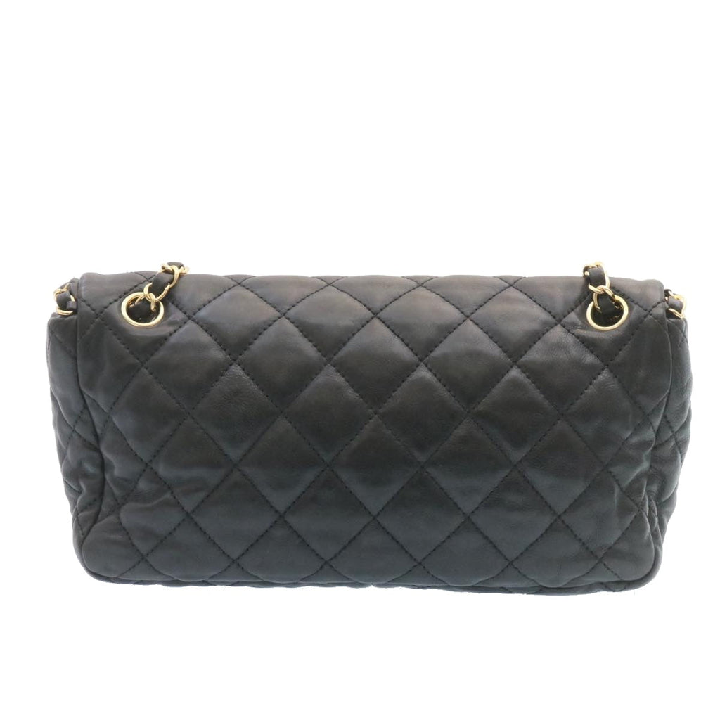 CHANEL Matelasse Chain Flap Shoulder Bag Lamb Skin Black Gold CC  27027A