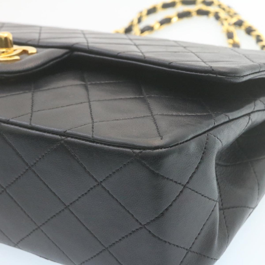 CHANEL Classic Matelasse 25 Chain Flap Shoulder Bag Lamb Skin Black Auth 27848A