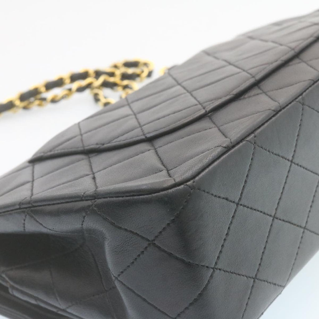 CHANEL Classic Matelasse 25 Chain Flap Shoulder Bag Lamb Skin Black Auth 27848A