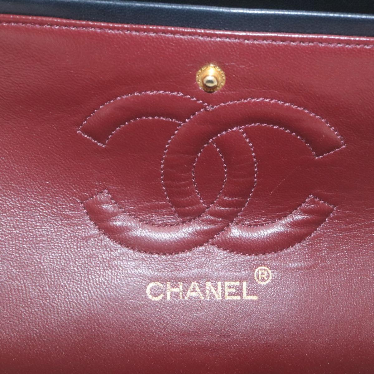CHANEL Classic Matelasse 25 Chain Flap Shoulder Bag Lamb Skin Black Auth 27848A