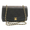 CHANEL Chain Turn Lock Diana Matelasse Shoulder Bag Lamb Skin Black  28282A