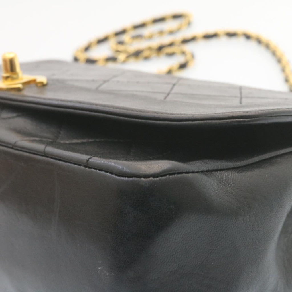 CHANEL Chain Turn Lock Diana Matelasse Shoulder Bag Lamb Skin Black  28282A