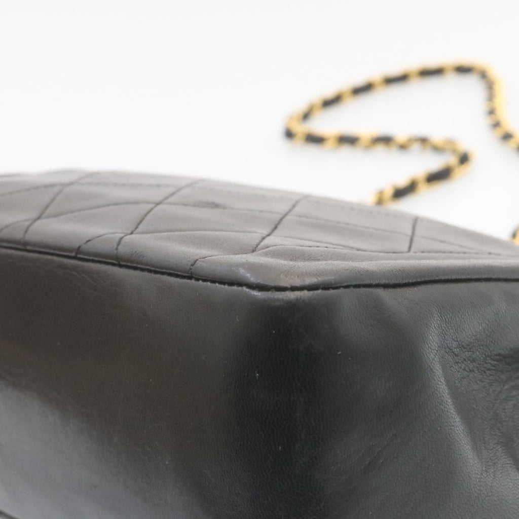 CHANEL Chain Turn Lock Diana Matelasse Shoulder Bag Lamb Skin Black  28282A