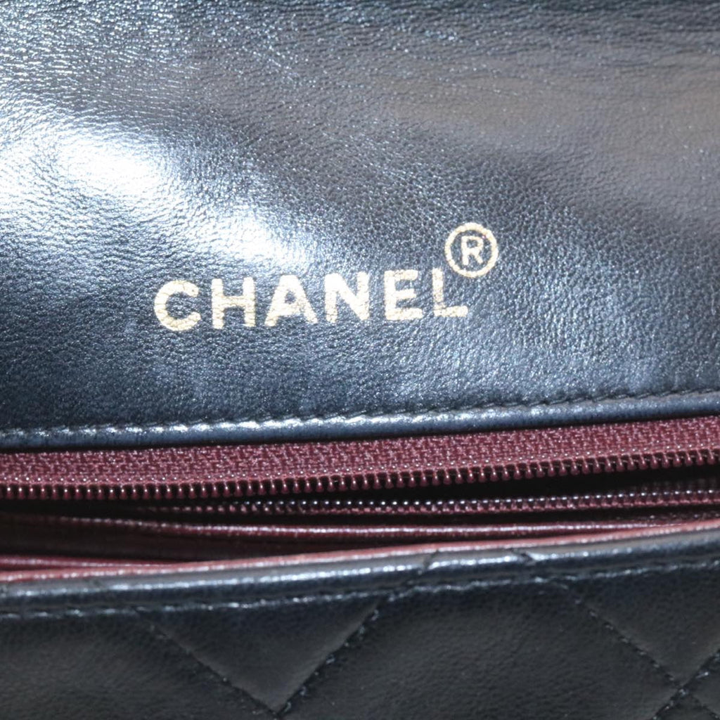 CHANEL Chain Turn Lock Diana Matelasse Shoulder Bag Lamb Skin Black  28282A