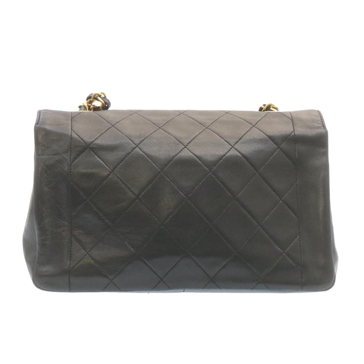 CHANEL Chain Turn Lock Diana Matelasse Shoulder Bag Lamb Skin Black  28282A