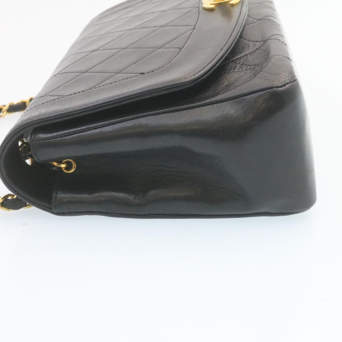 CHANEL Chain Turn Lock Diana Matelasse Shoulder Bag Lamb Skin Black  28282A