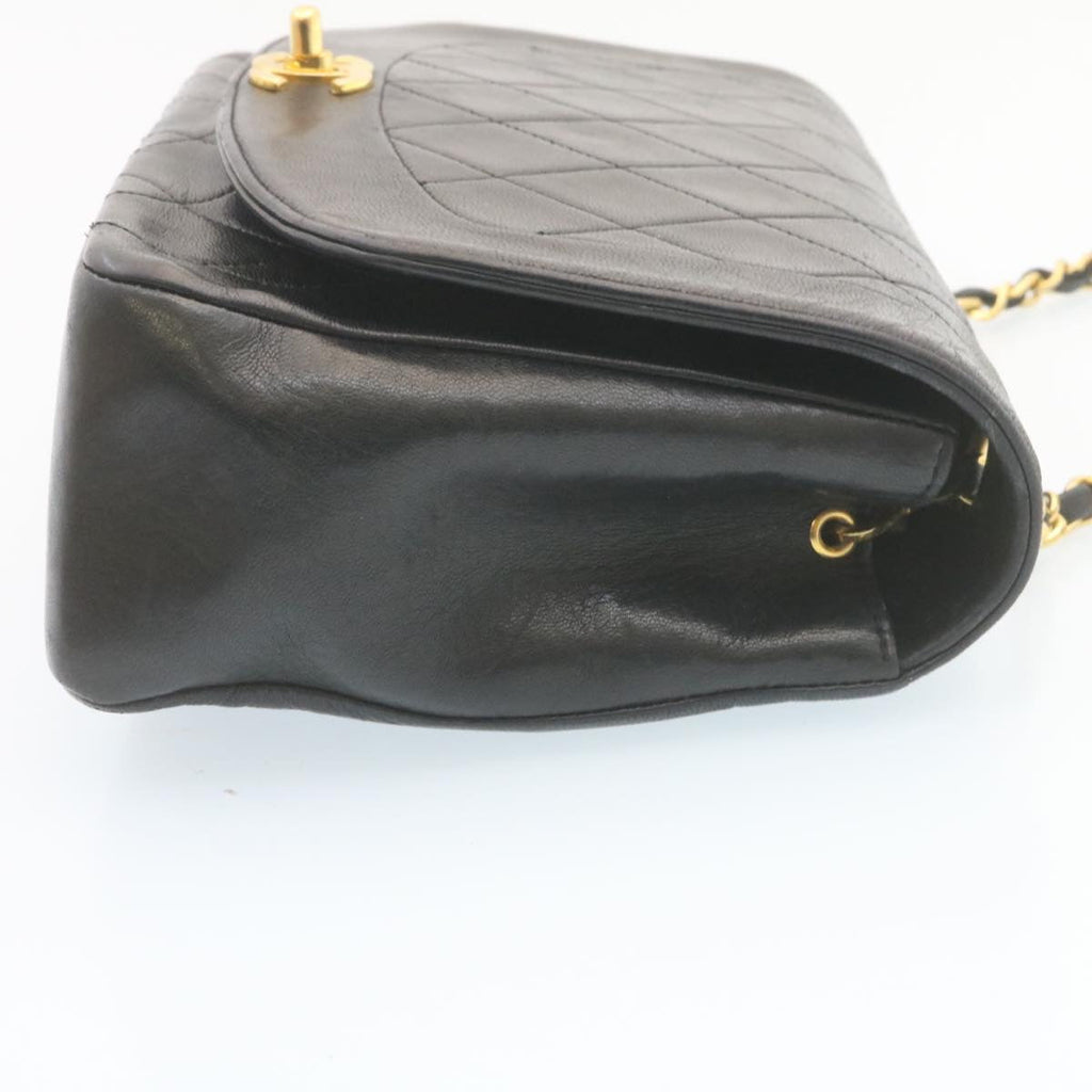 CHANEL Chain Turn Lock Diana Matelasse Shoulder Bag Lamb Skin Black  28282A