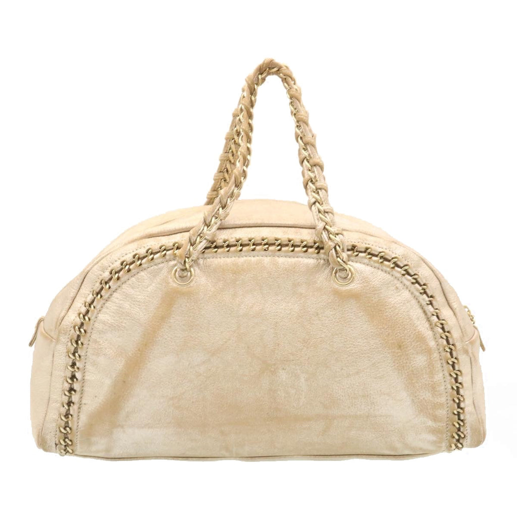 CHANEL Caviar Skin Tote Bag Leather White CC  28380A