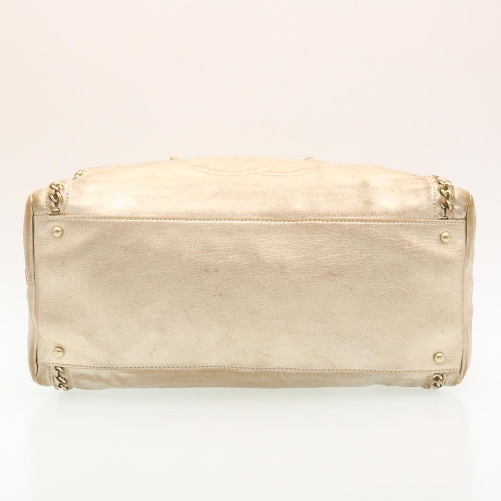 CHANEL Caviar Skin Tote Bag Leather White CC  28380A